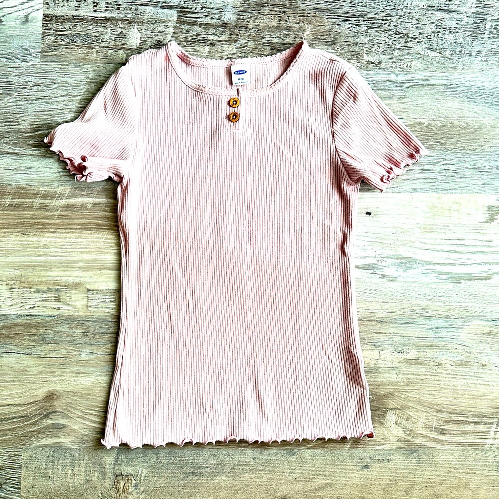Pink short sleeve Rib-Knit old navy top size 8 girls